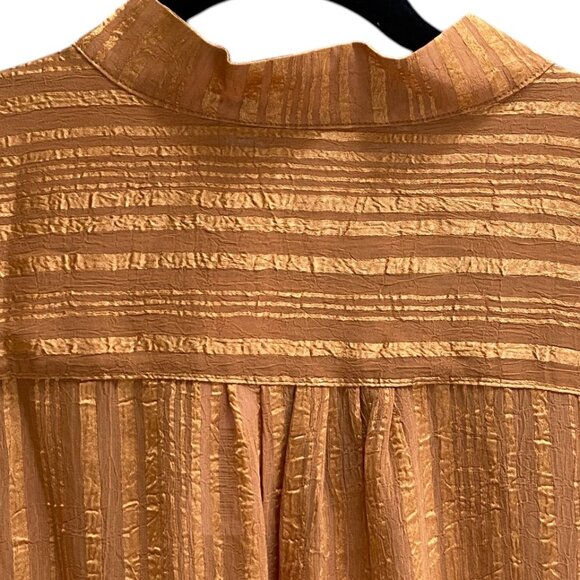 NWT Soft Surroundings Jocelyn Striped Popover Shirt Sz L Gold Boho Chic Office - Picture 8 of 15